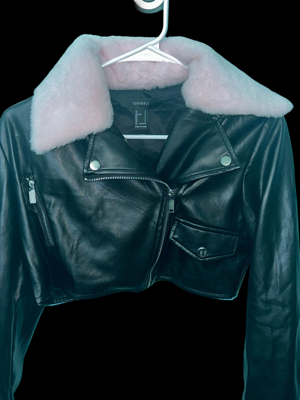 Cropped Faux Leather Jacket SM