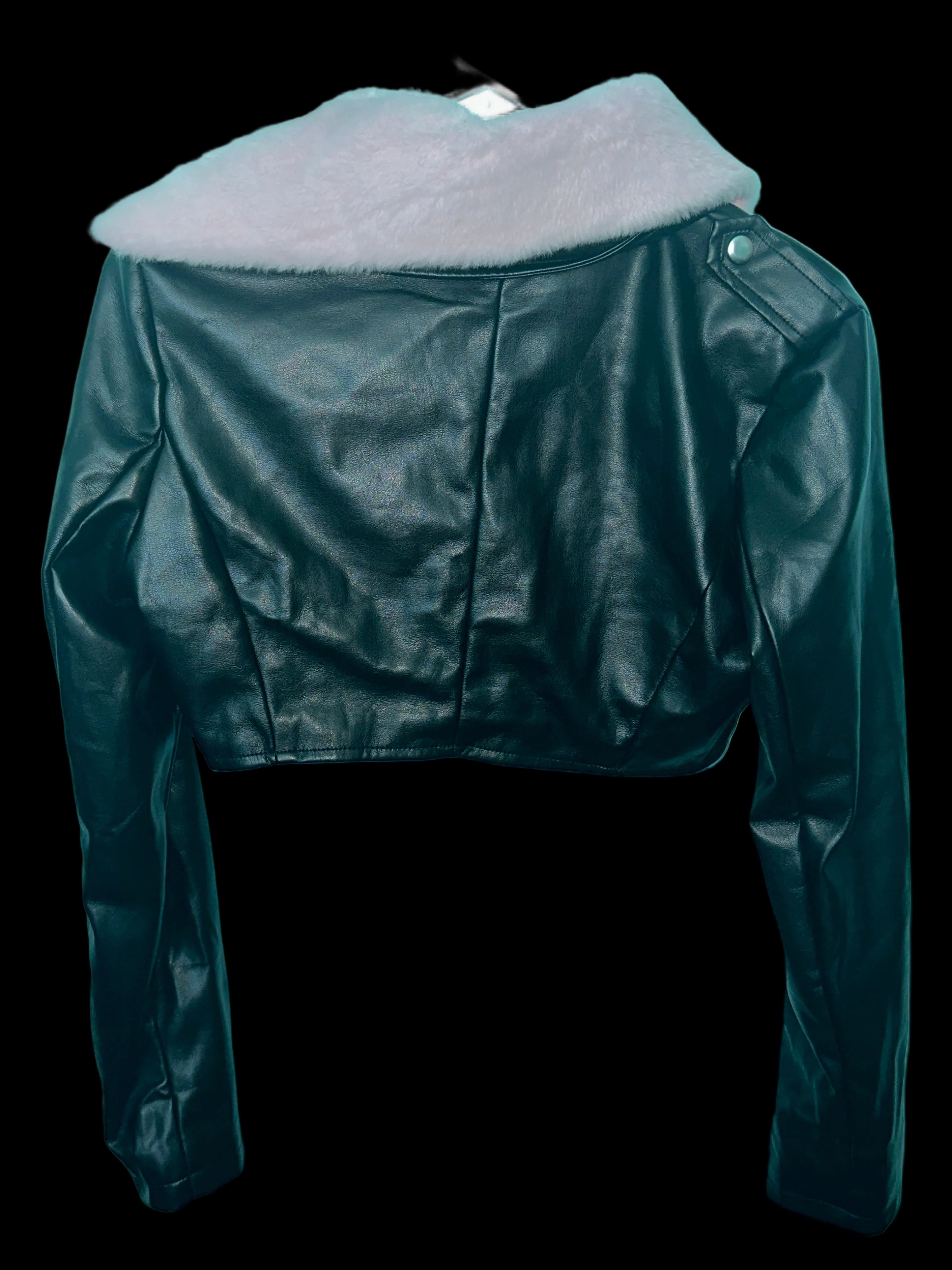 Cropped Faux Leather Jacket SM