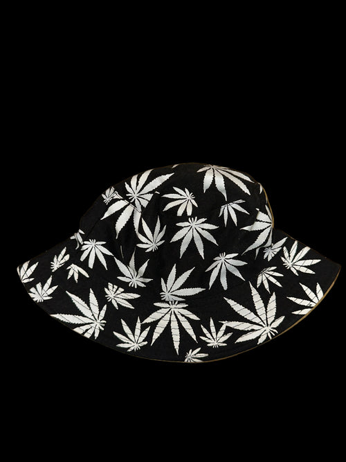 B&W Weed Leaf Bucket Hat