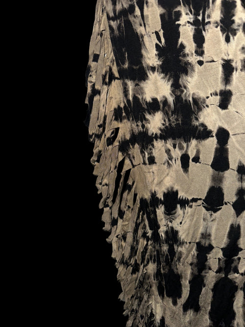 Black & Beige Tye-Dye Fringed Pants SM
