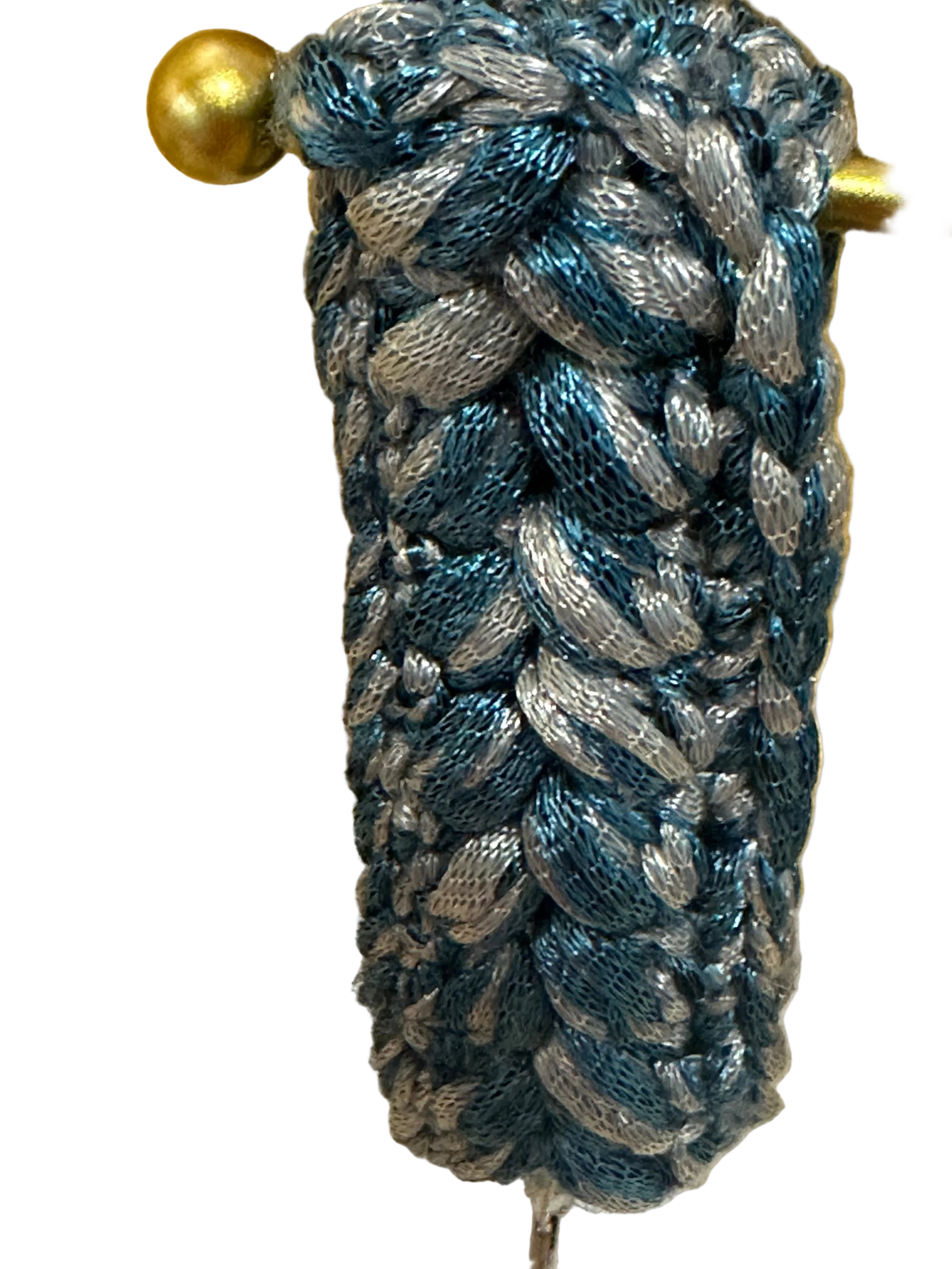 Crocheted Keychain- Blue & Silver