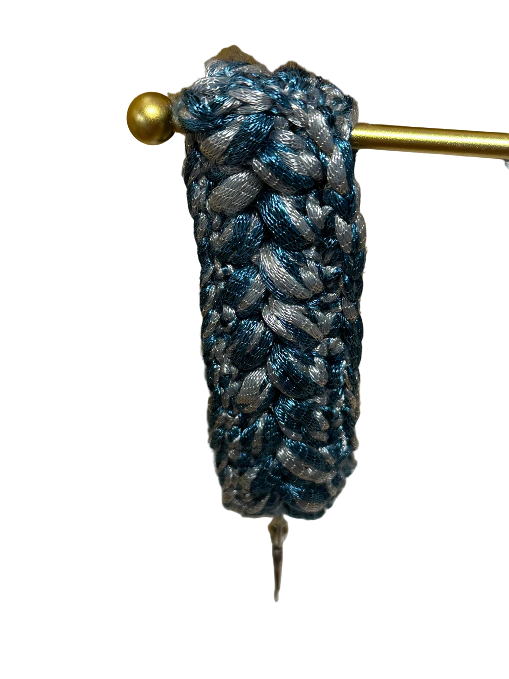 Crocheted Keychain- Blue & Silver